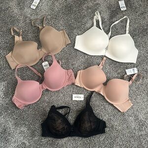 SOMA INTIMATES BRA BUNDLE OF 5 NWT SZ 34B PINK NUDE BLACK IVORY $300 RETAIL